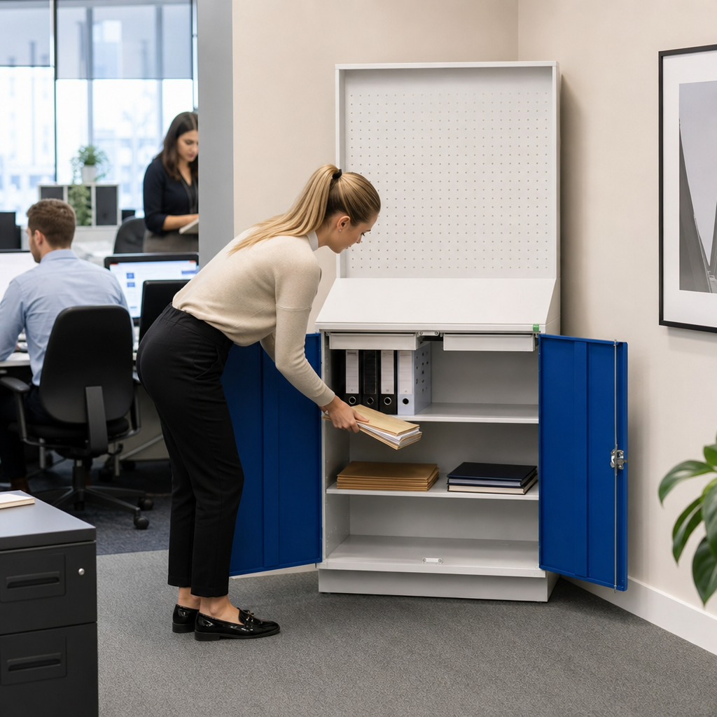 Metal Document Station Cupboard with Perforated Panel 2000x1050x550mm