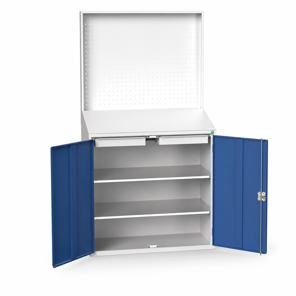 Metal Document Station Cupboard with Perforated Panel 2000x1050x550mm