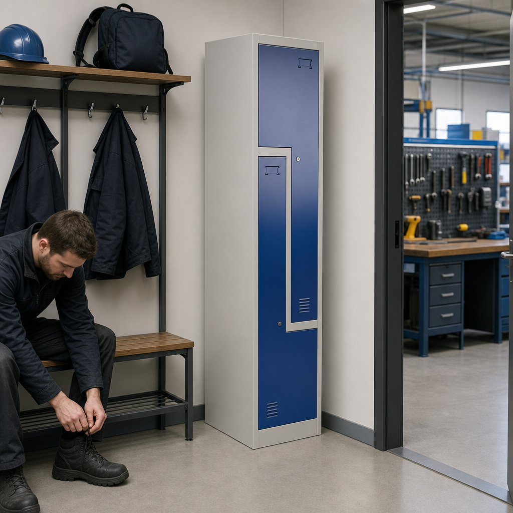 Metal L-Shaped Door Locker with 2 Compartments