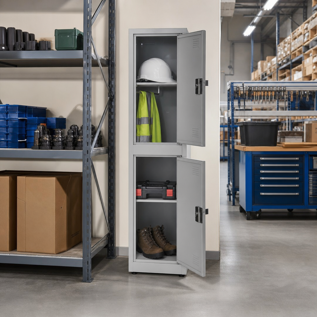 Metal L-Shaped Door Locker with 2 Compartments