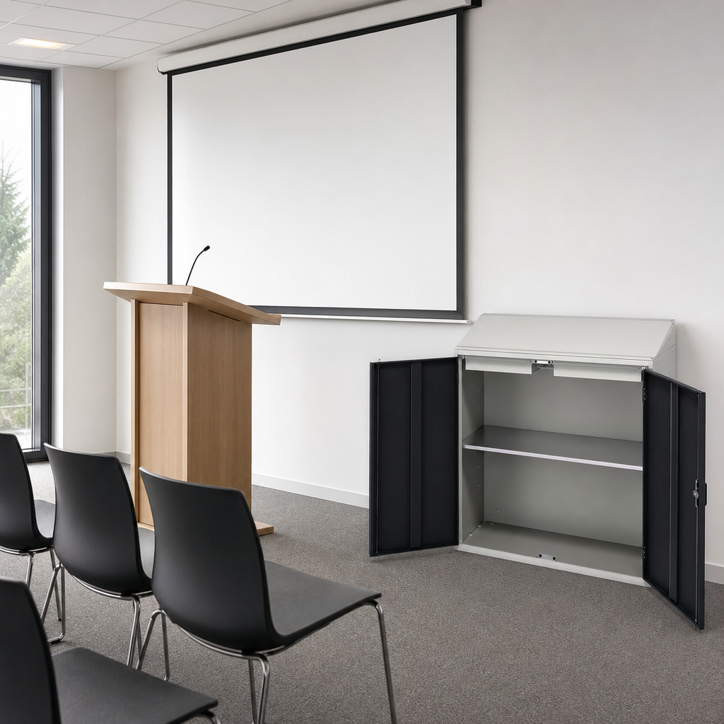 Metal Lectern Cabinet with Shelf and 2 Drawers 1130x1050mm