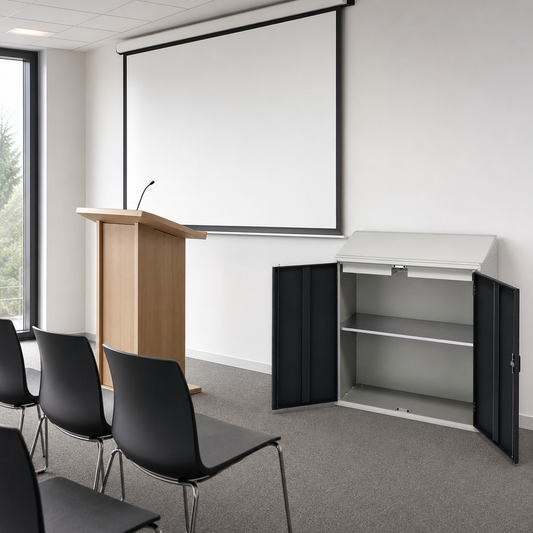 Metal Lectern Cabinet with Shelf and 2 Drawers 1130x1050mm