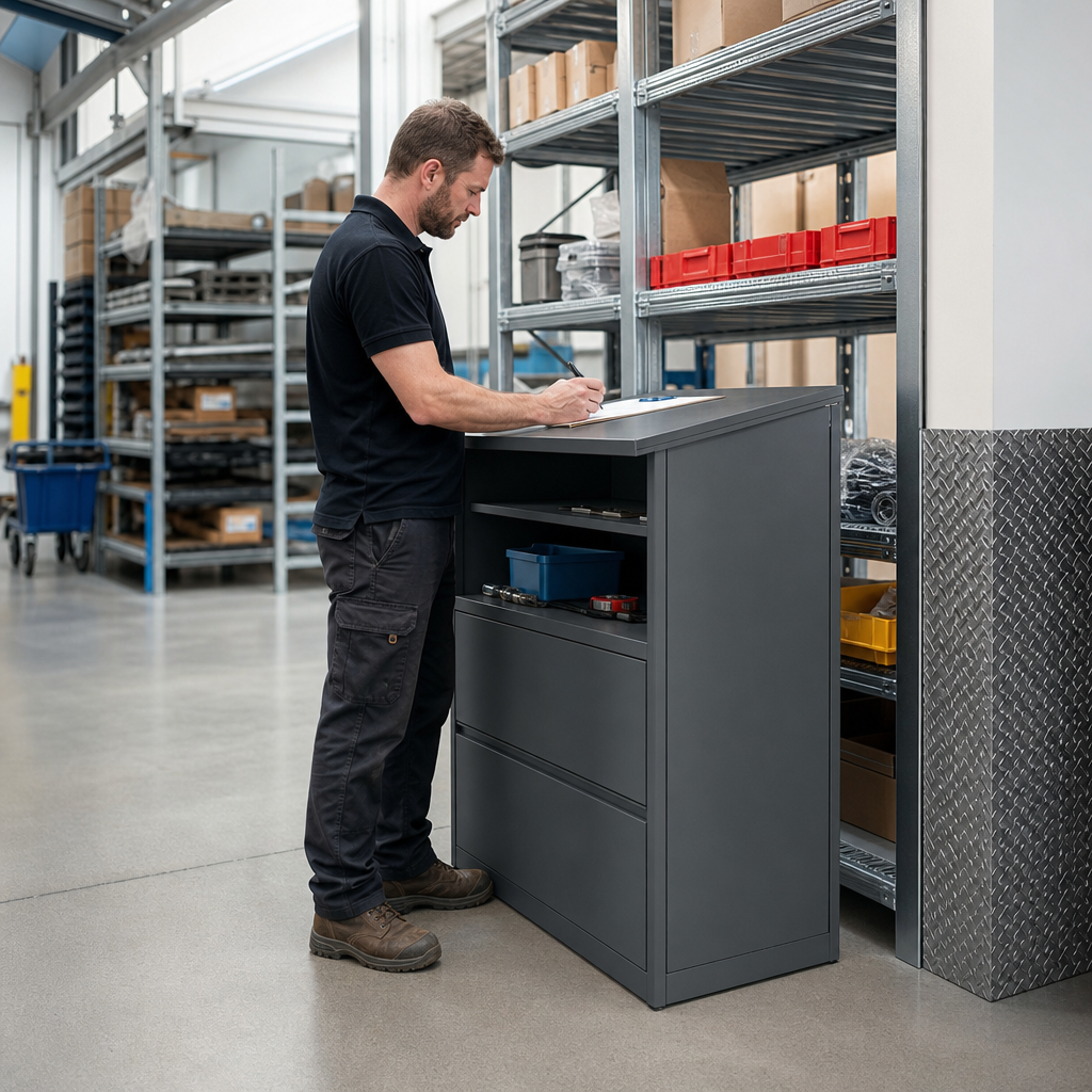 Metal Lectern Cabinet with Shelf and 2 Drawers 1130x1050mm