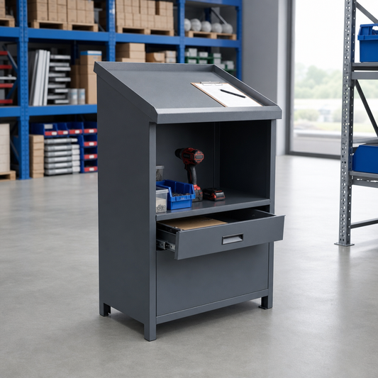Metal Lectern Cabinet with Shelf and Drawer 1130 x 1050mm