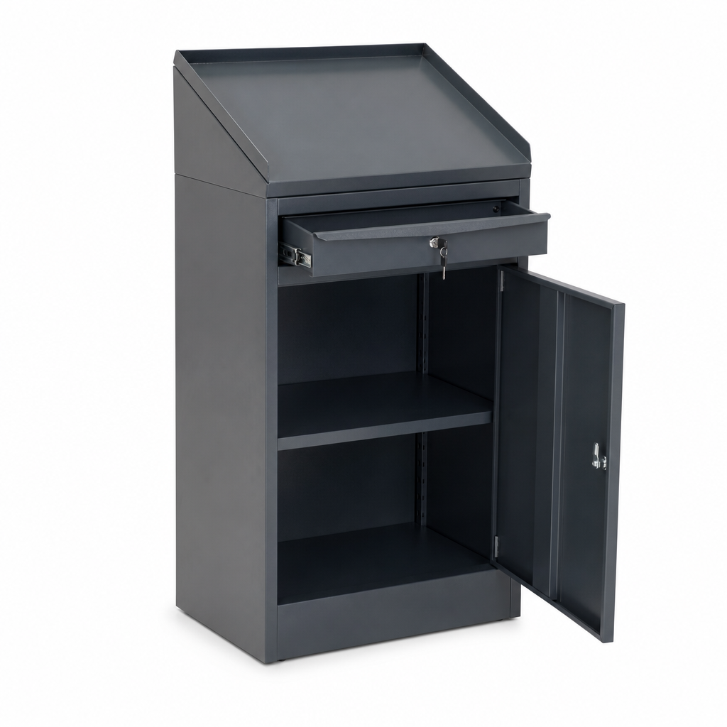 Metal Lectern Cabinet with Shelf and Drawer 1130 x 525mm