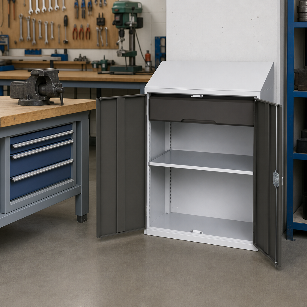 Metal Lectern Cabinet with Shelf and Drawer 1130 x 800mm