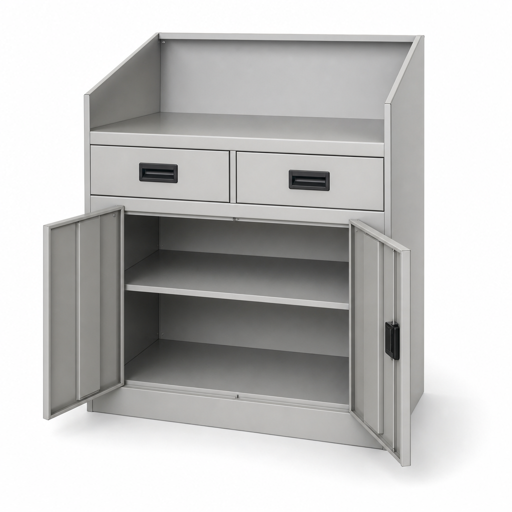 Metal Lectern Cupboard with Drawers and Shelves 1130x1050mm