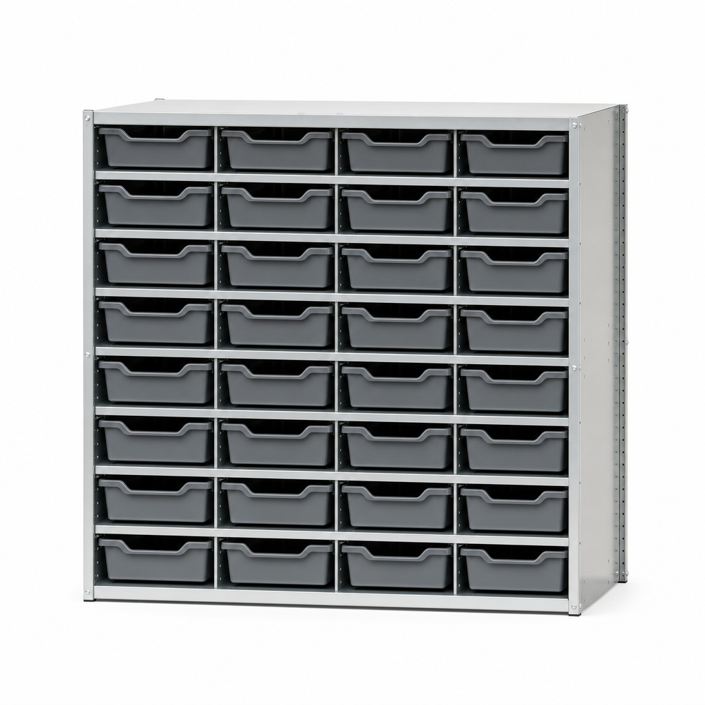 Metal Shelving Bay with 24 Shallow Storage Trays 990h x 1020w