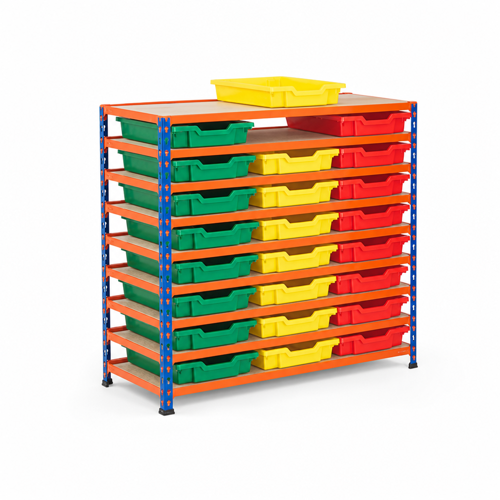 Metal Shelving Bay with 24 Shallow Storage Trays 990h x 1020w