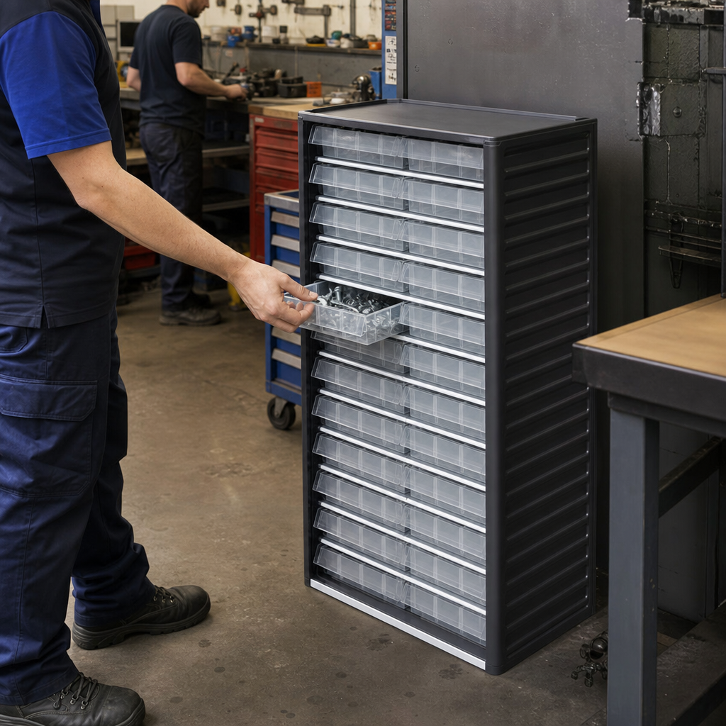 Metal Small Parts Drawer Cabinets with Assorted Bins