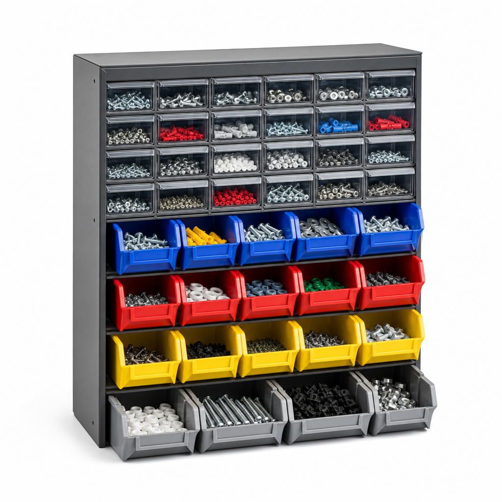 Metal Small Parts Drawer Cabinets with Assorted Bins