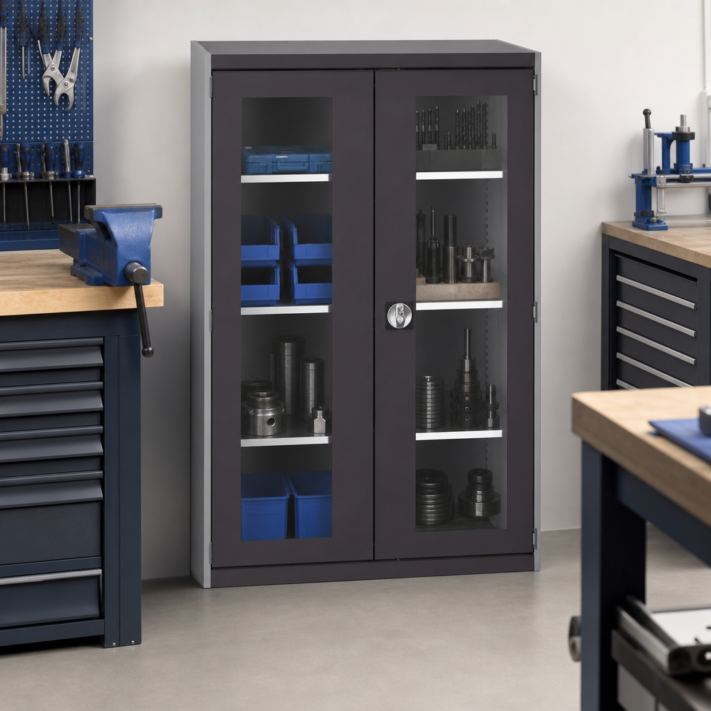 Metal Storage Cabinet with Vision Doors 1600 x 1050 mm