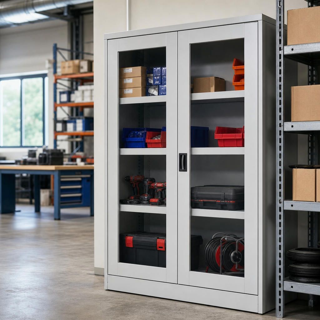 Metal Storage Cabinet with Vision Doors 1600 x 1300mm