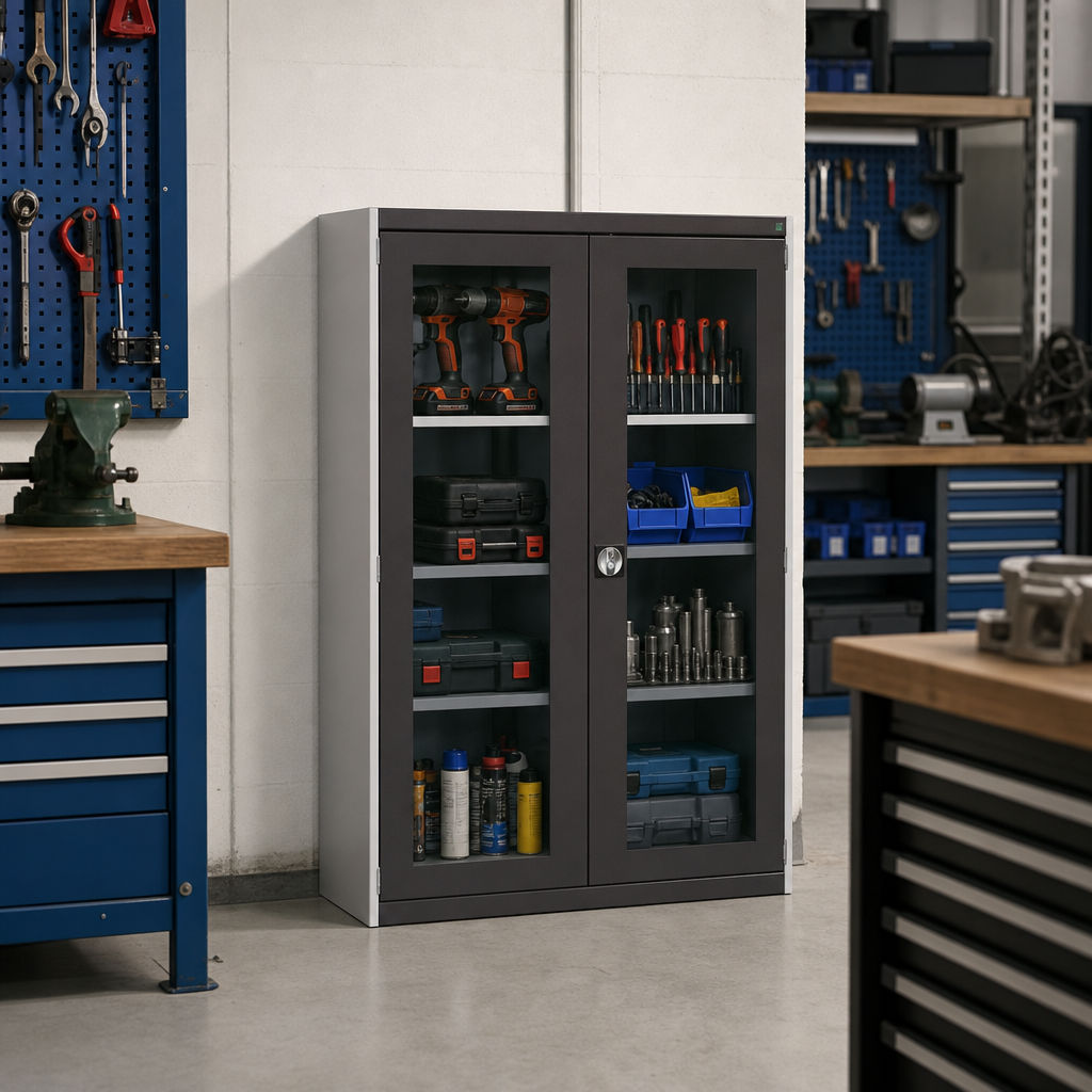 Metal Storage Cabinet with Vision Doors 1600 x 1300mm