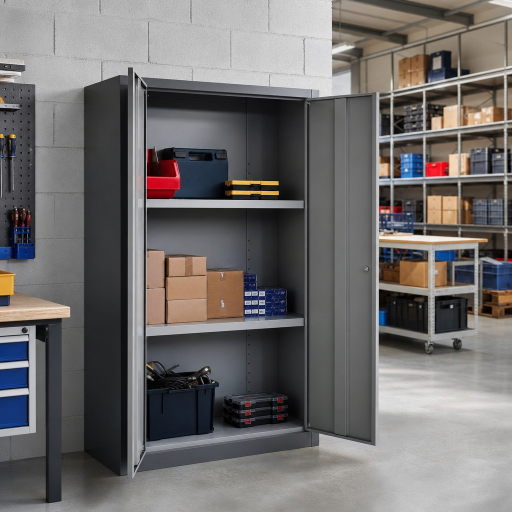 Metal Storage Cupboard with 2 Shelves 1000x1050mm