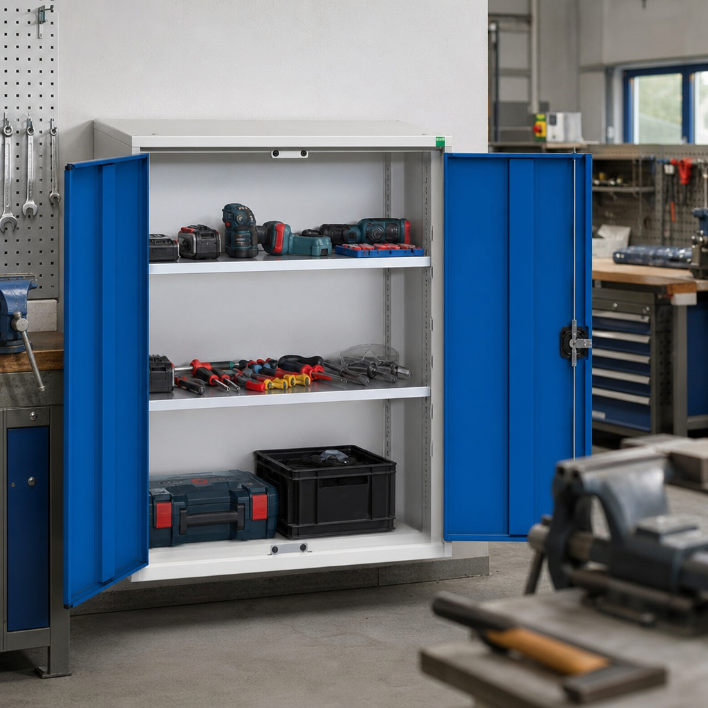 Metal Storage Cupboard with 2 Shelves 1000x800mm