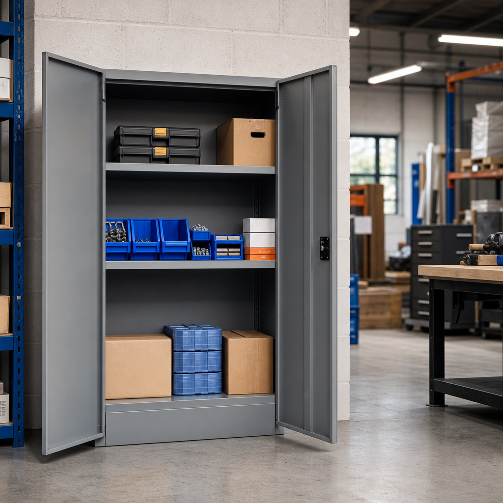 Metal Storage Cupboard with 2 Shelves 1050mm Wide