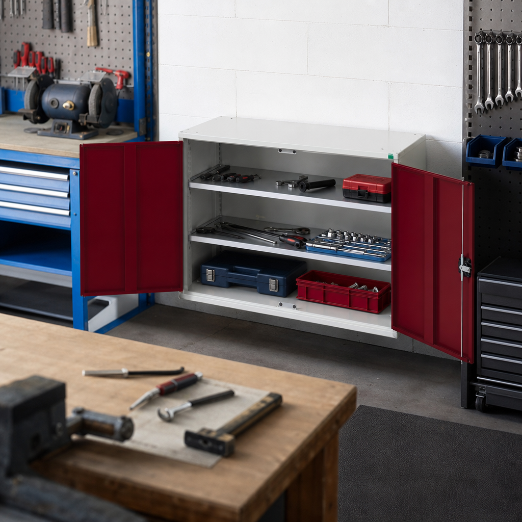 Metal Storage Cupboard with 2 Shelves 1050mm Wide