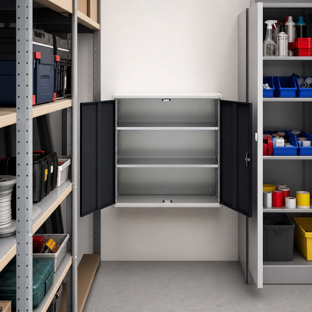 Metal Storage Cupboard with 2 Shelves 1050x350mm