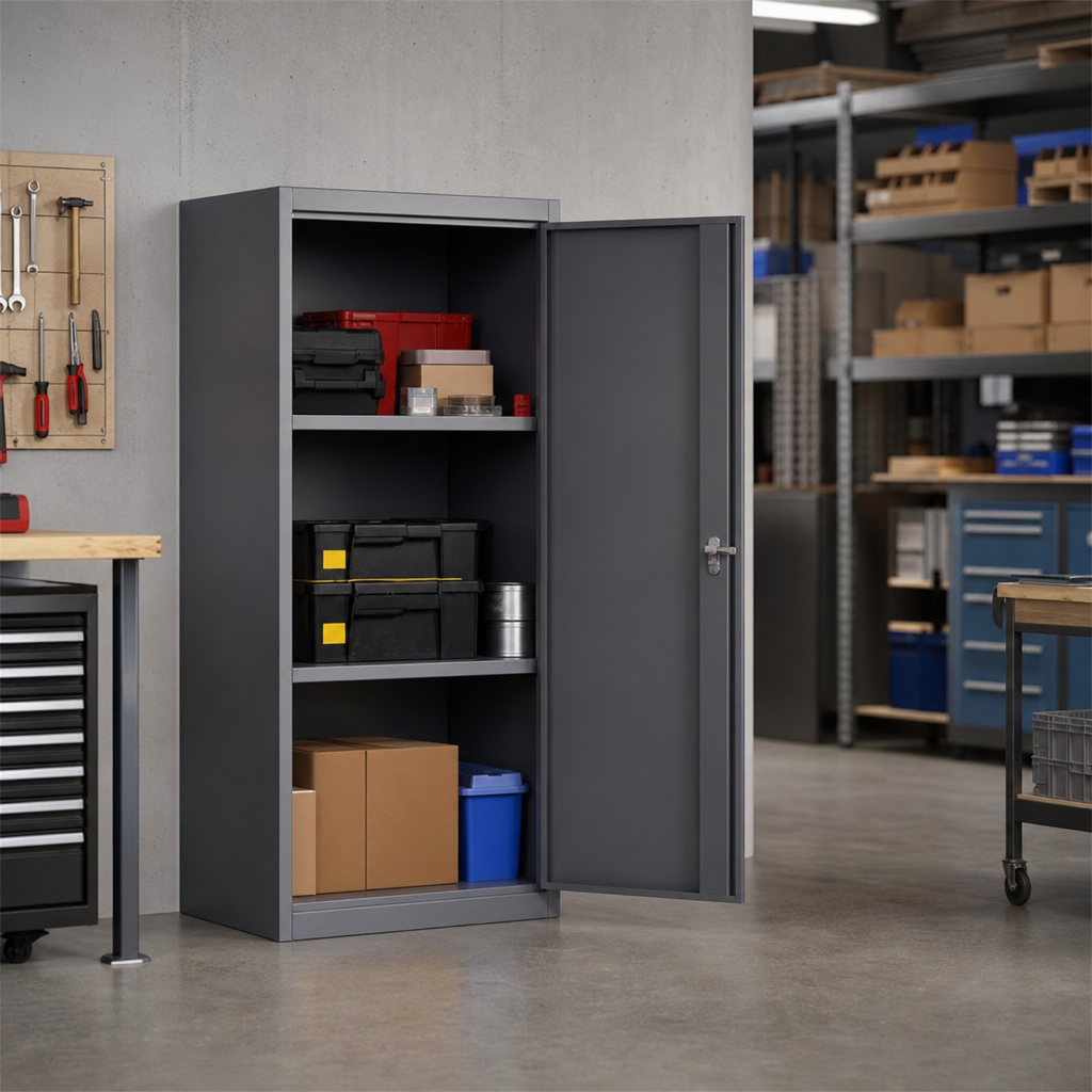 Metal Storage Cupboard with 2 Shelves 1050x350mm