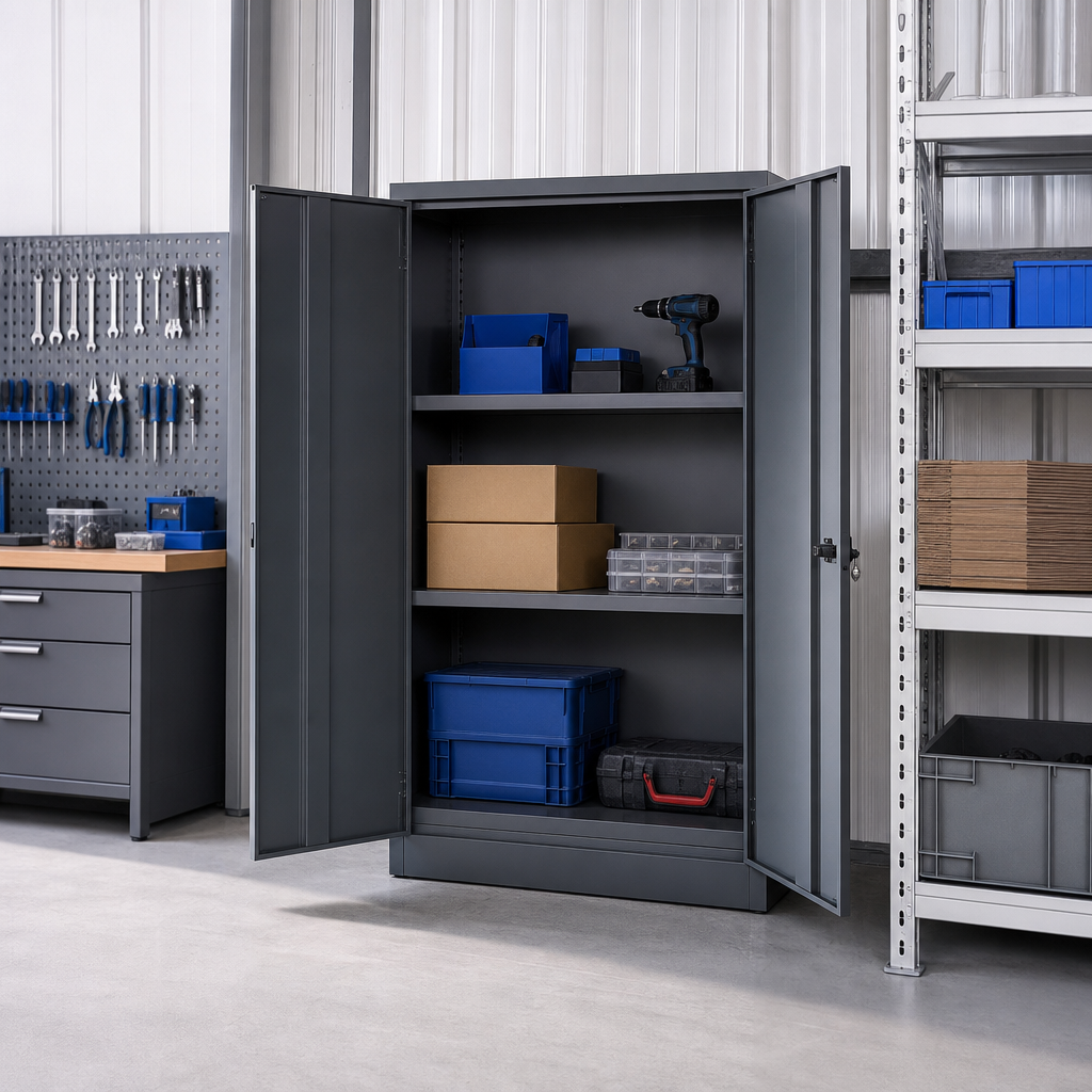 Metal Storage Cupboard with 2 Shelves 800mm Wide