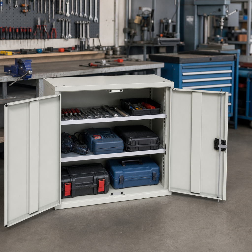 Metal Storage Cupboard with 2 Shelves 800mm Wide