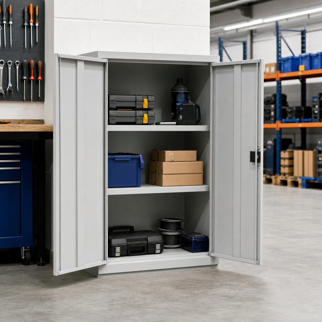Metal Storage Cupboard with 2 Shelves 800x550mm