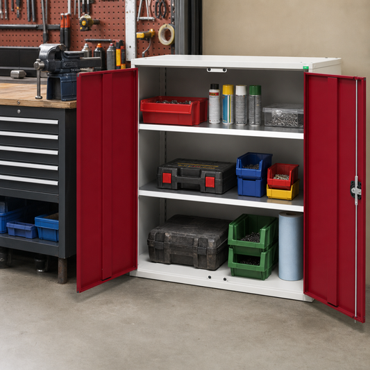 Metal Storage Cupboard with 2 Shelves 800x550mm