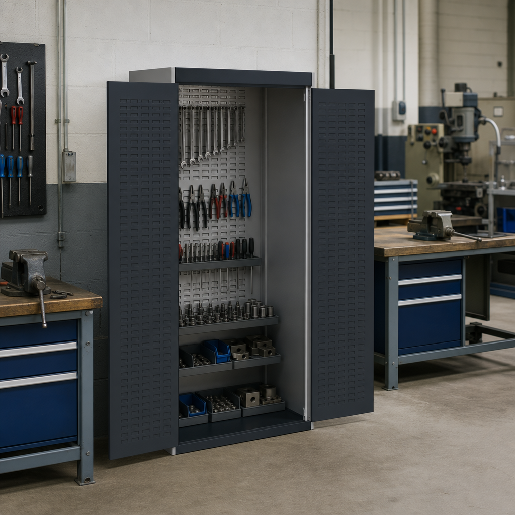 Metal Storage Cupboard with Louvre Doors 2000x1050x650mm