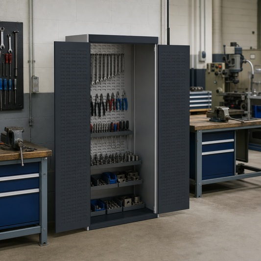 Metal Storage Cupboard with Louvre Doors 2000x1050x650mm
