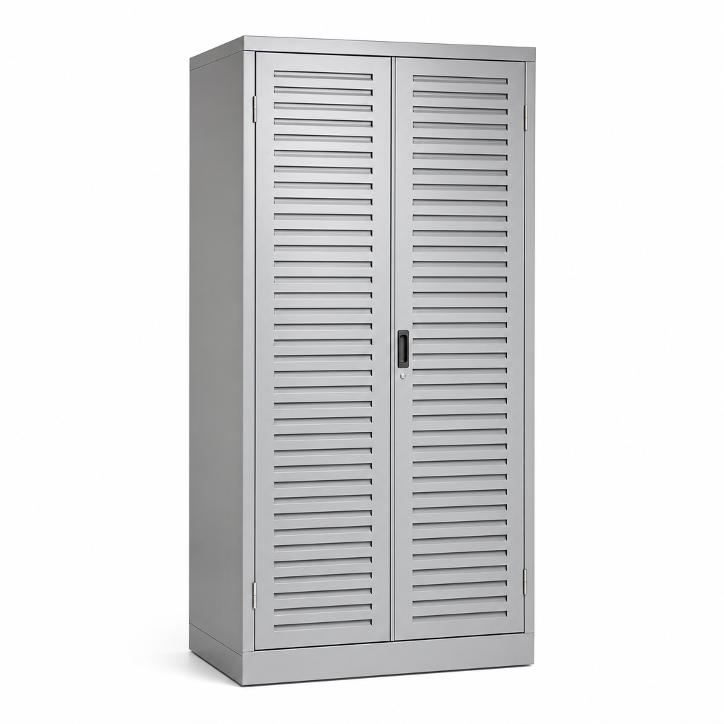 Metal Storage Cupboard with Louvre Doors 2000x1050x650mm