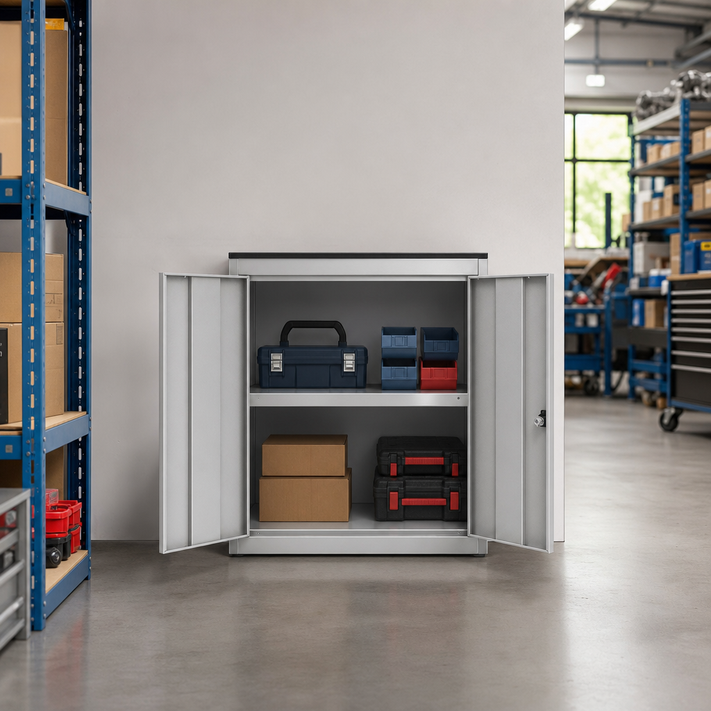 Metal Storage Cupboard with Two Shelves 525x550mm