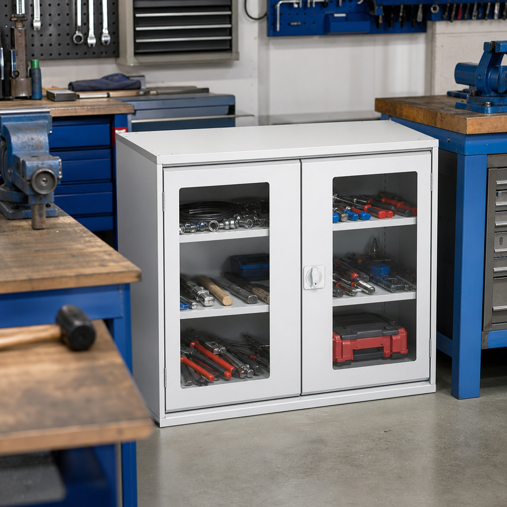 Metal Storage Cupboard with Vision Doors 1050x550mm