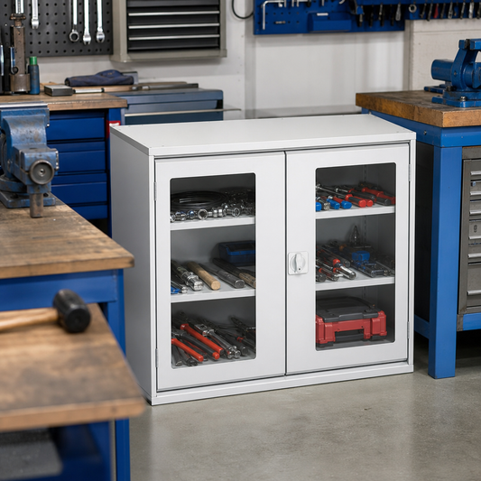 Metal Storage Cupboard with Vision Doors 1050x550mm