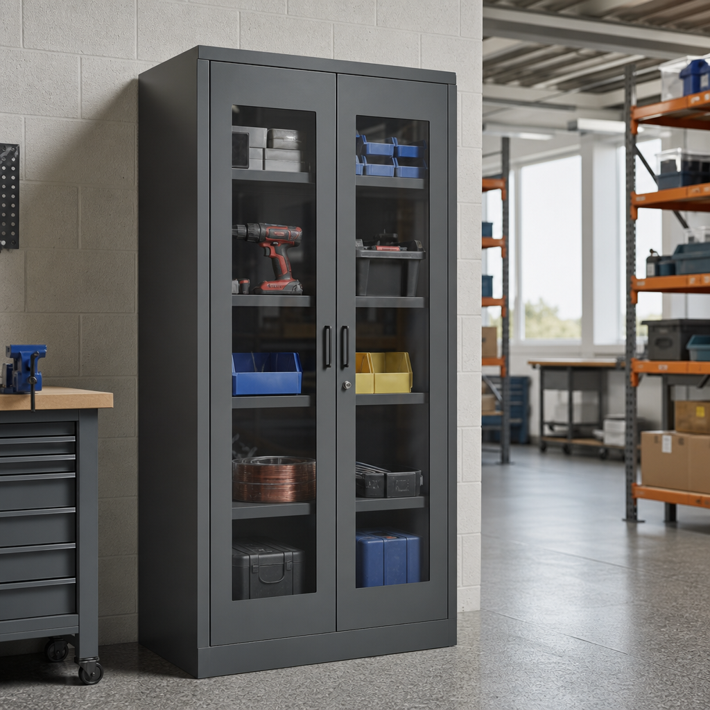 Metal Storage Cupboard with Vision Doors 1050x550mm