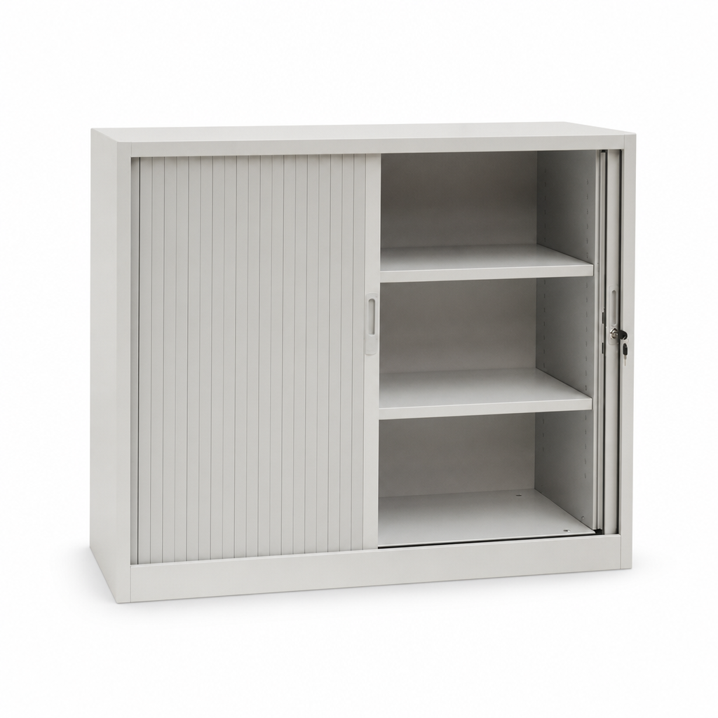 Metal Tambour Door Cupboard with 2 Shelves 1050 x 1200mm