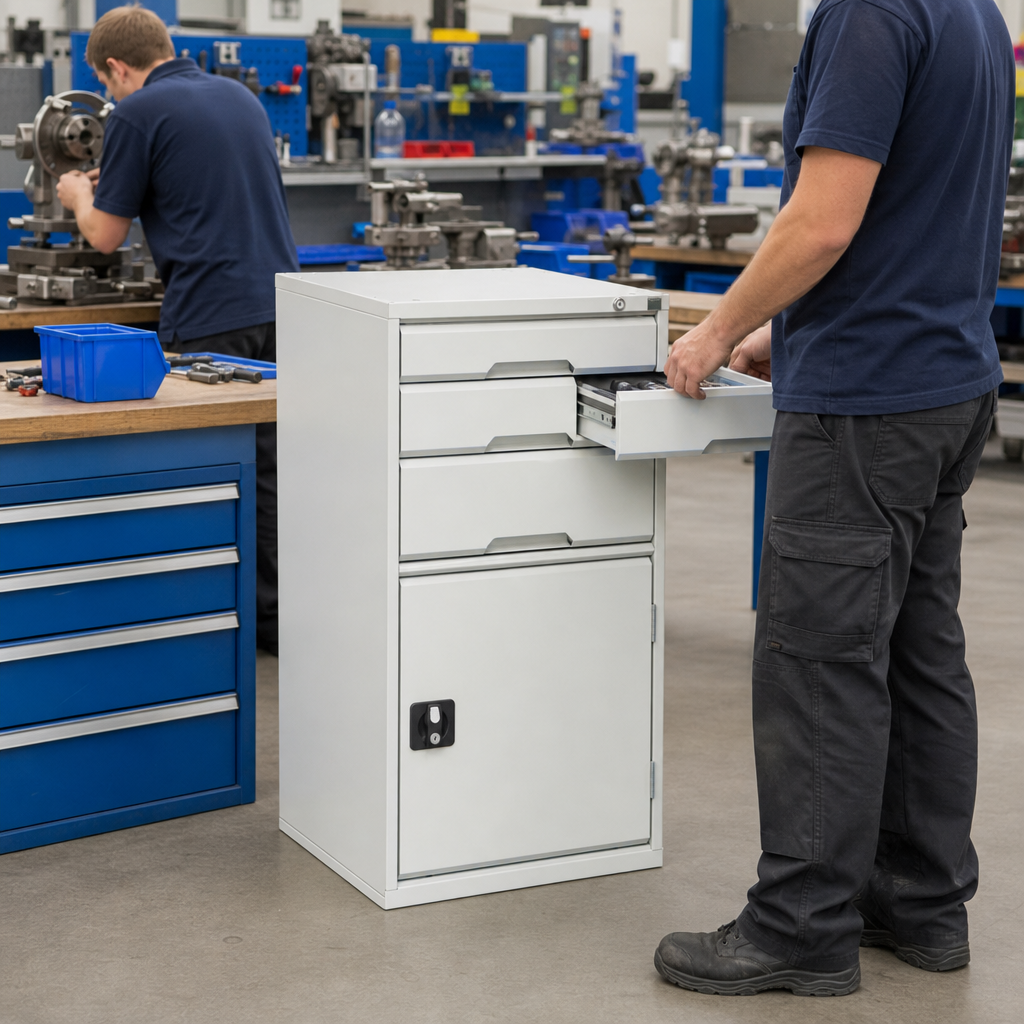 Metal Tool Cabinet with Multi-Drawer Layout and Shelf 1000x525mm