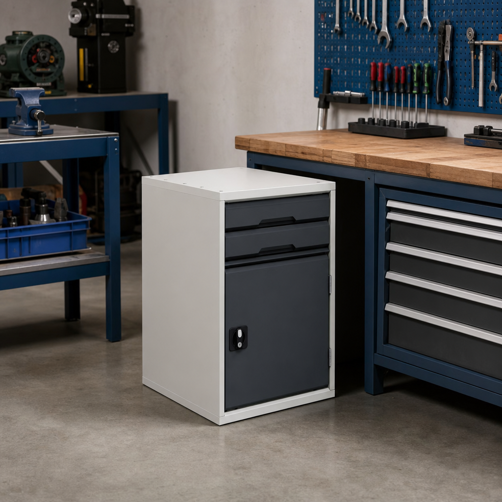 Metal Tool Cabinet with Shelf and 2 Drawers 800x525mm