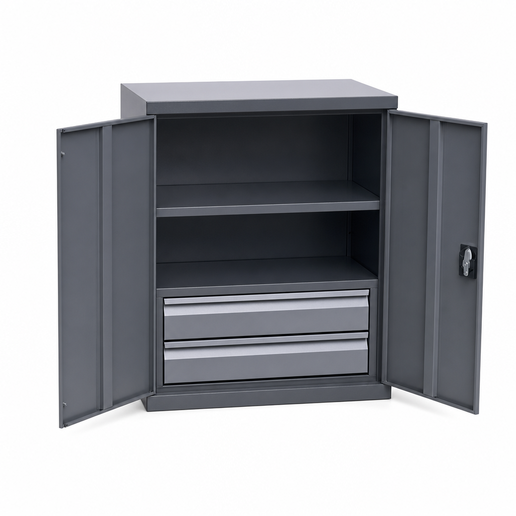 Metal Tool Cabinet with Shelf and 2 Drawers 800x525mm