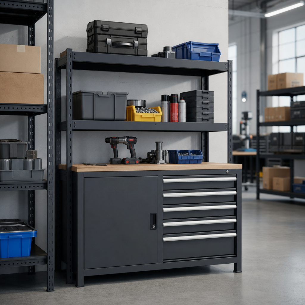 Metal Tool Cabinet with Shelf and Drawers 800x1050mm