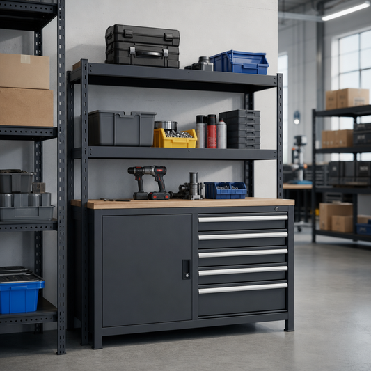 Metal Tool Cabinet with Shelf and Drawers 800x1050mm