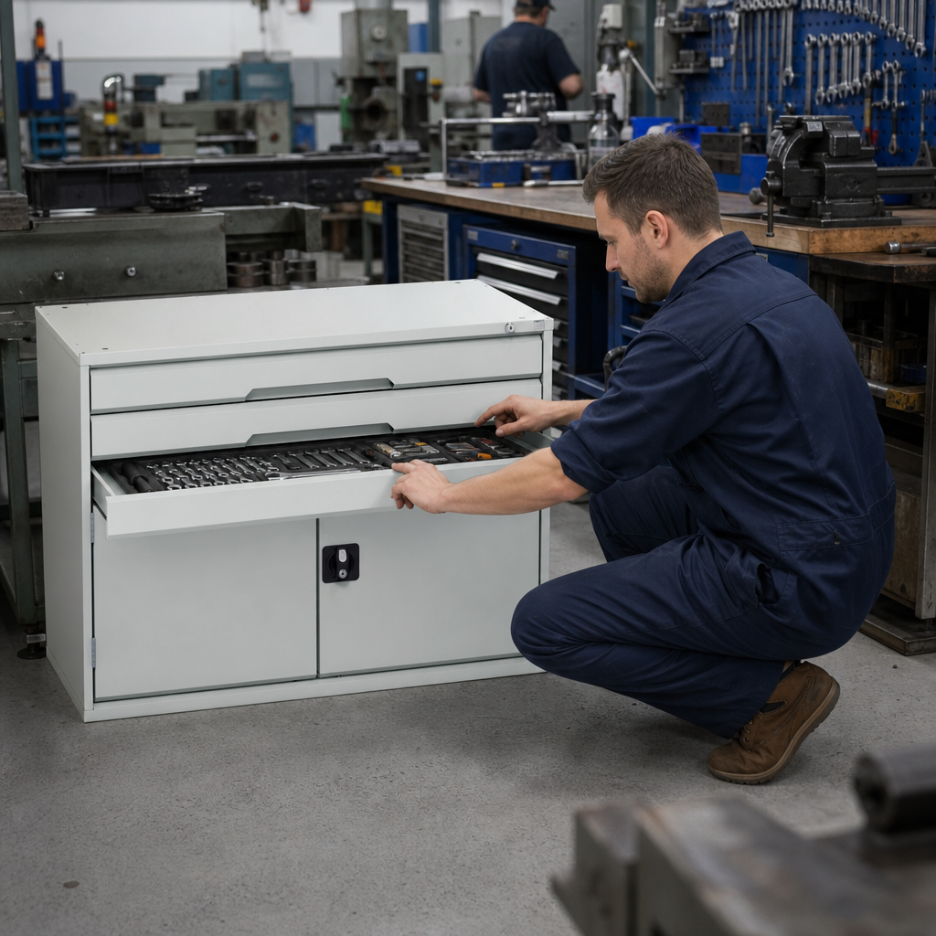 Metal Tool Cabinet with Shelf and Drawers 800x1050mm