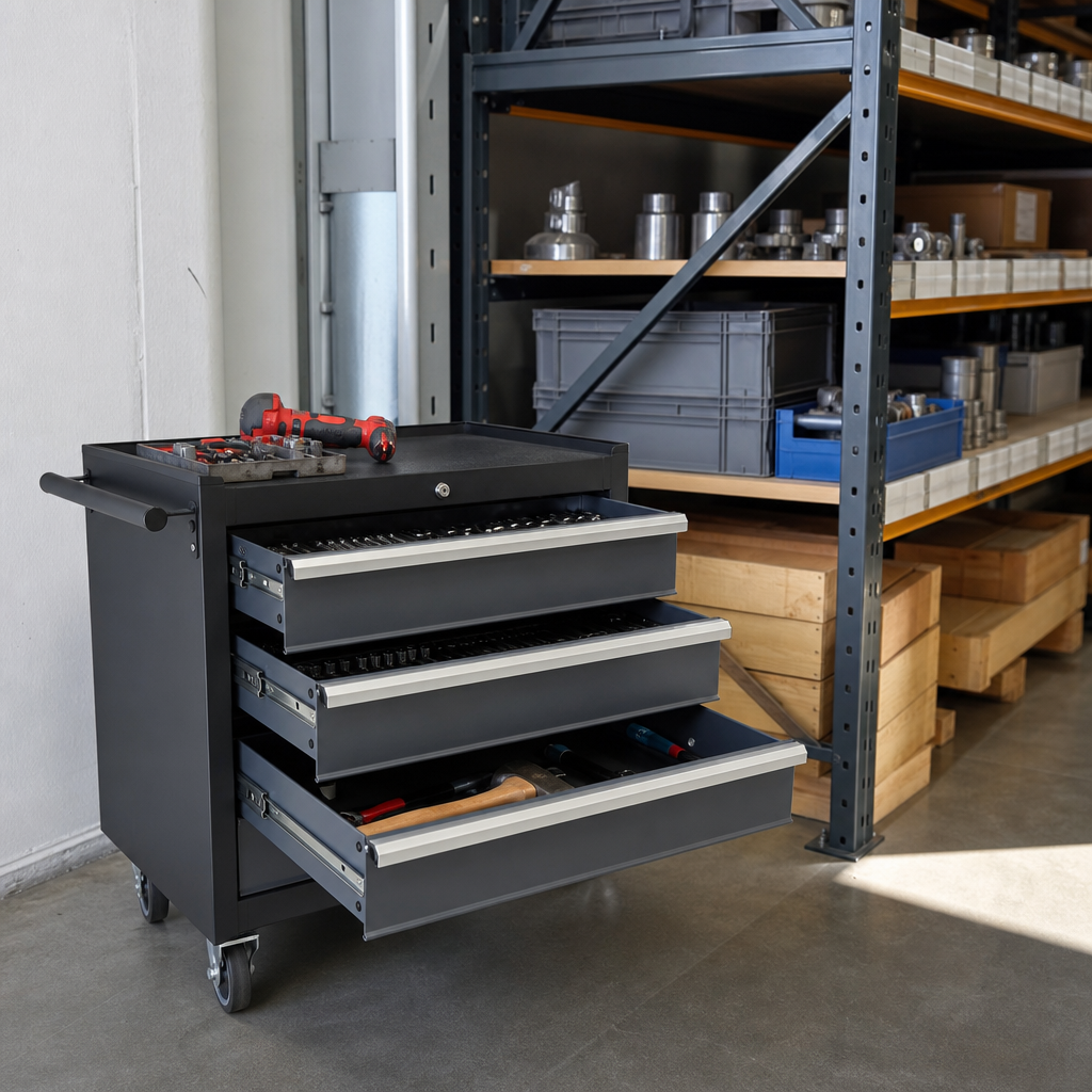 Metal Tool Chest with 3 Storage Drawers