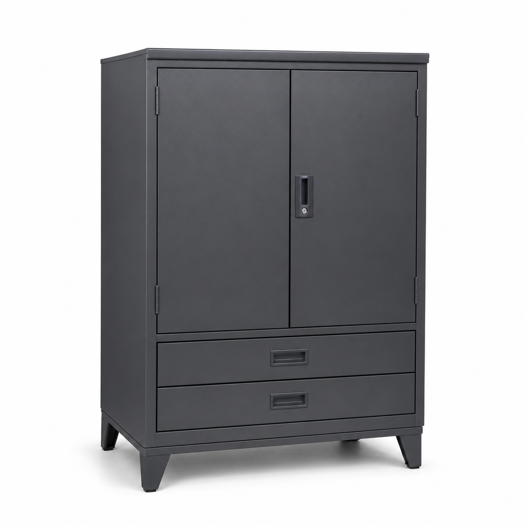 Metal Tool Cupboard on Feet with 2 Drawer Cabinet 1020mm High