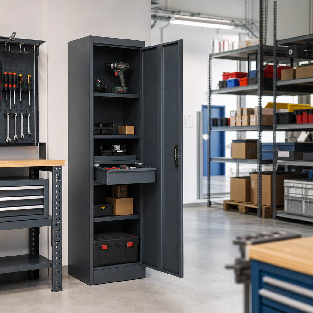 Metal Tool Cupboard with Drawer 980 x 430 x 340mm
