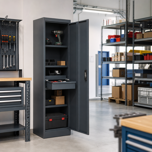 Metal Tool Cupboard with Drawer 980 x 430 x 340mm