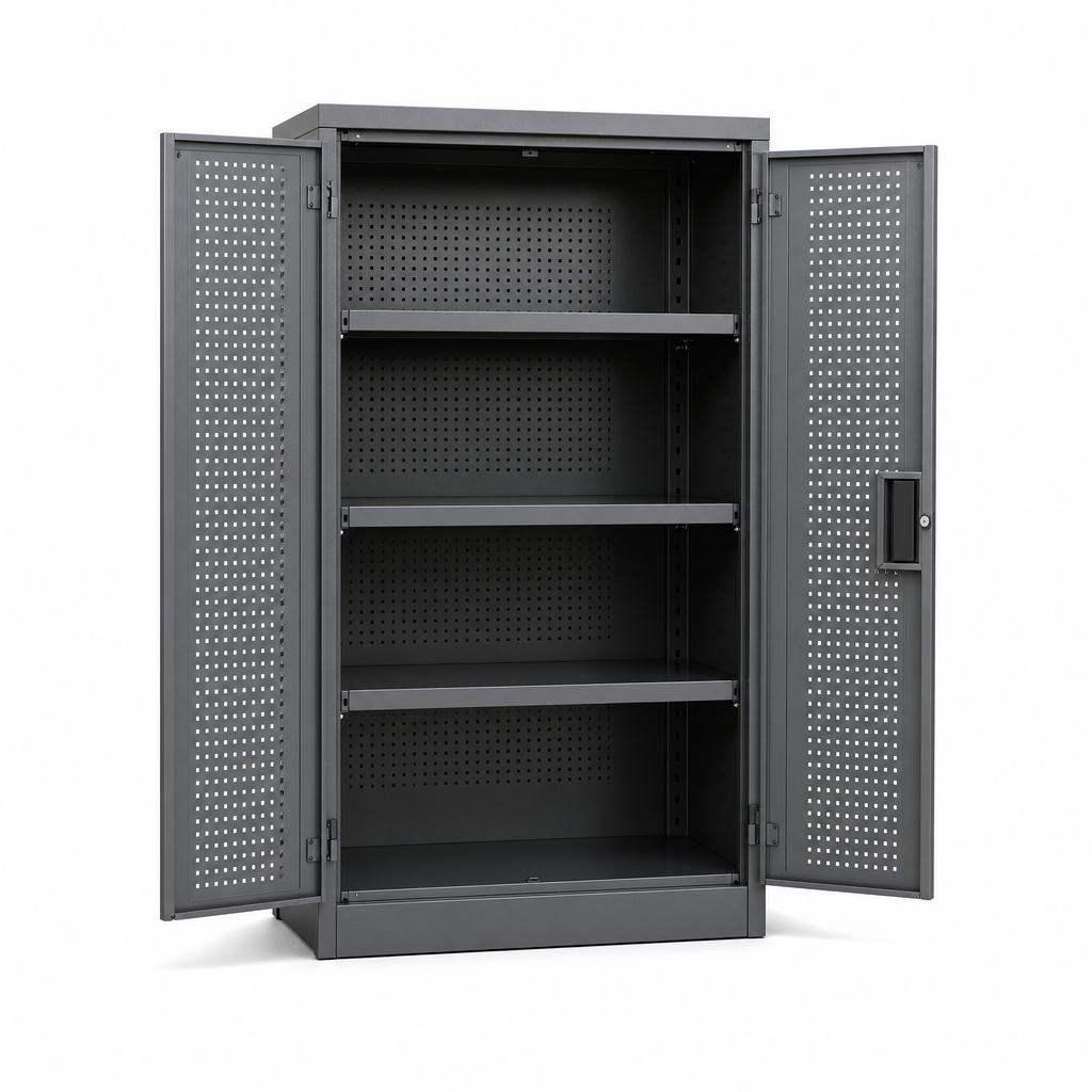 Metal Tool Cupboard with Perforated Doors and Shelves