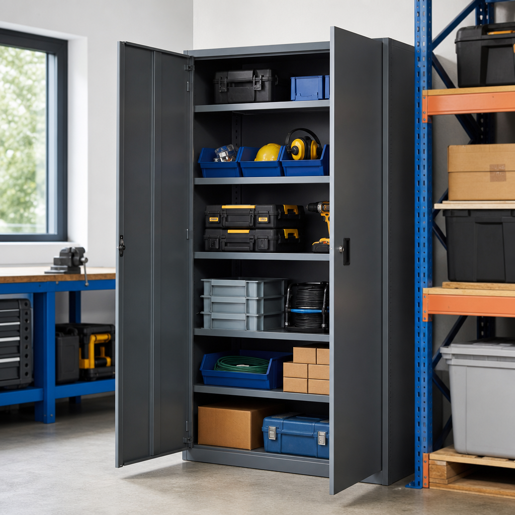Metal Vision Door Storage Cupboard 525mm Deep