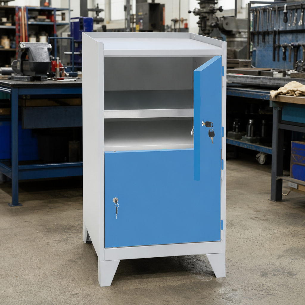 Metal Workshop Tool Storage Cabinet with 2 Doors, 4 Feet