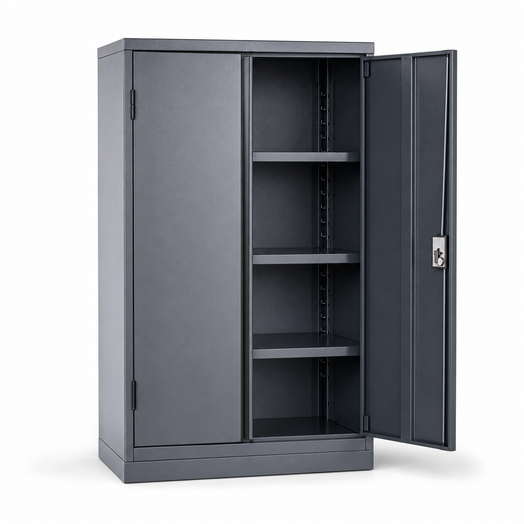Metal Workshop Tool Storage Cabinet with 2 Doors, 4 Feet